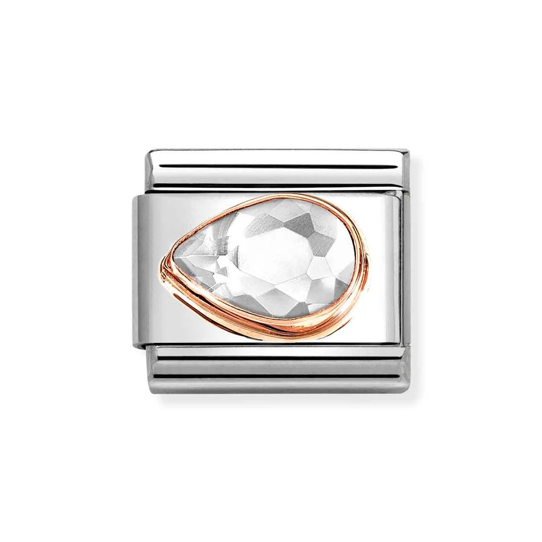 Composable Classic Link With White Faceted Left Drop Charm In 9K RG