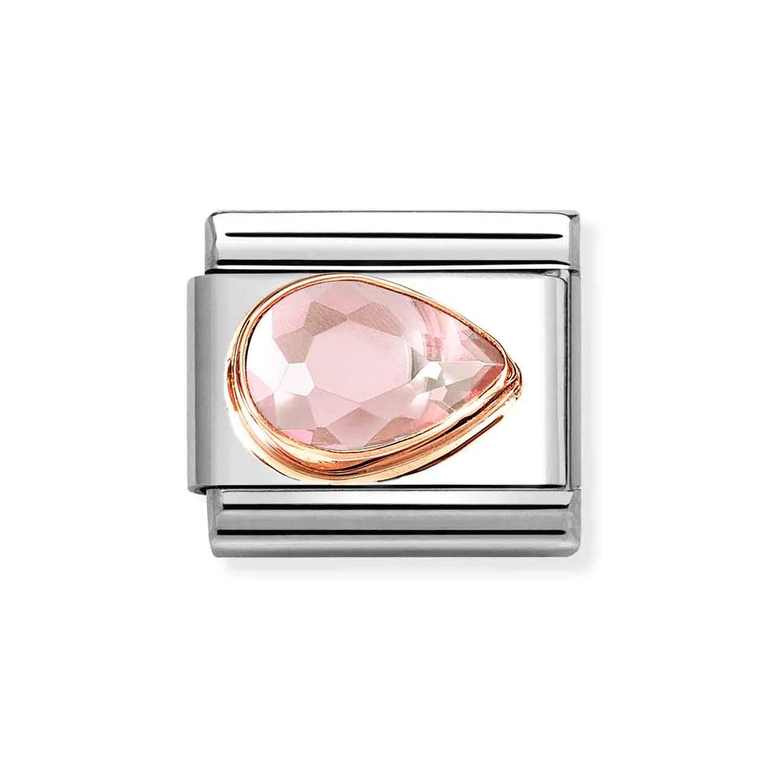 Composable Classic Link With Pink Faceted Right Drop Charm In 9K RG