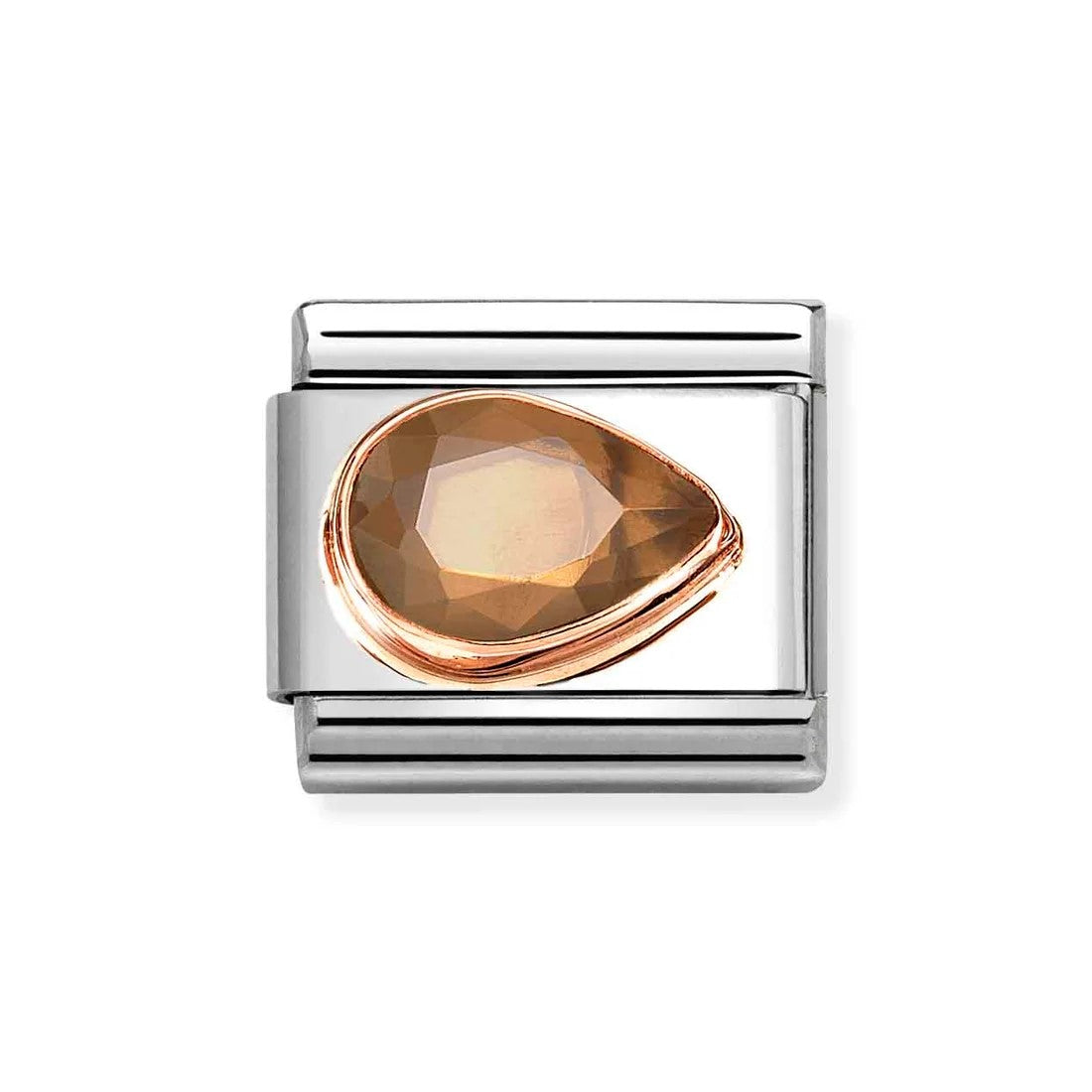 Composable Classic Link With Smokey Faceted Right Drop Charm In 9K RG
