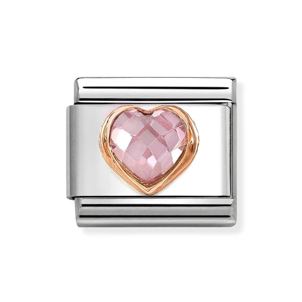 Composable Classic Pink CZ Heart In 9K Rose Gold Charm