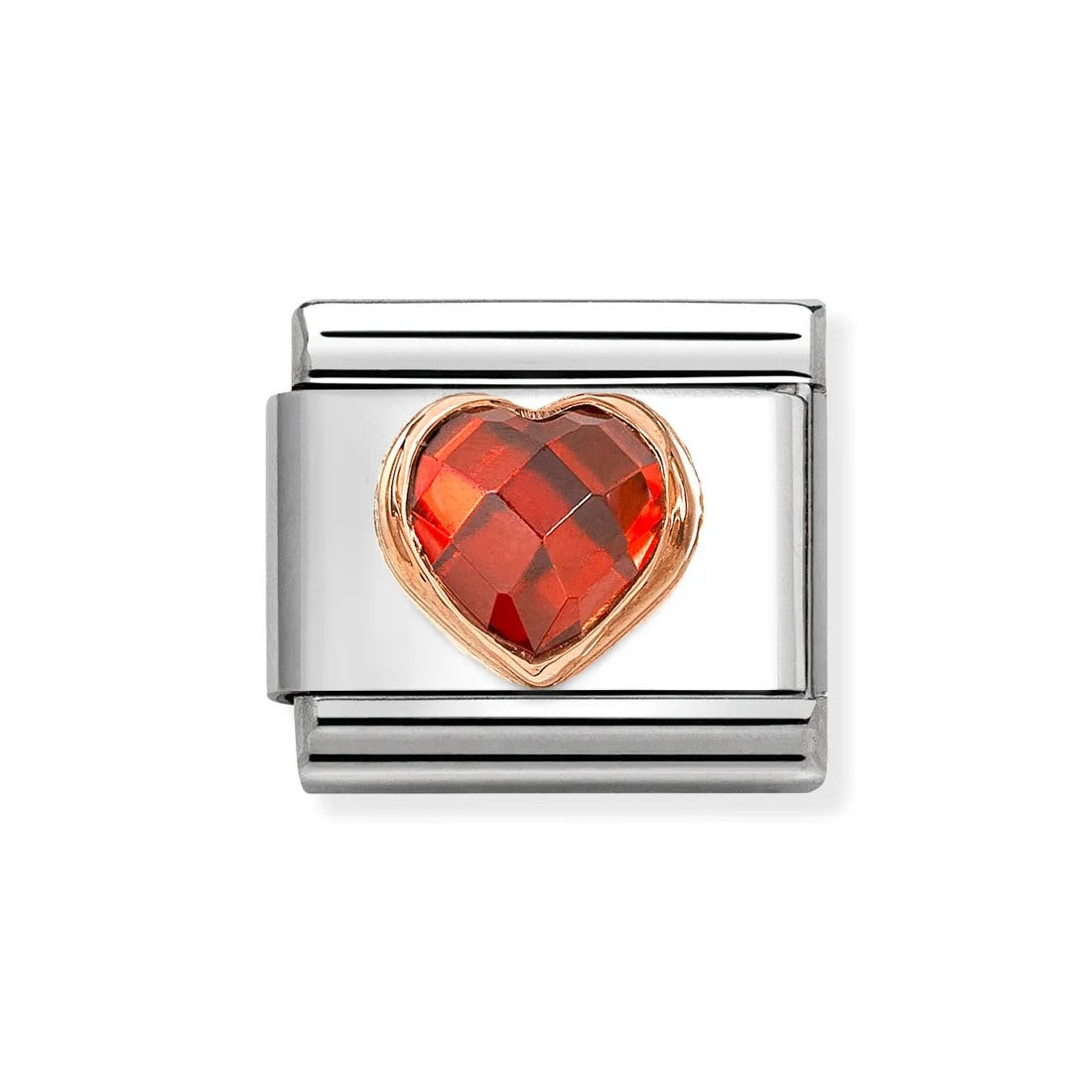 Composable Classic Red CZ Heart In 9K Rose Gold Charm