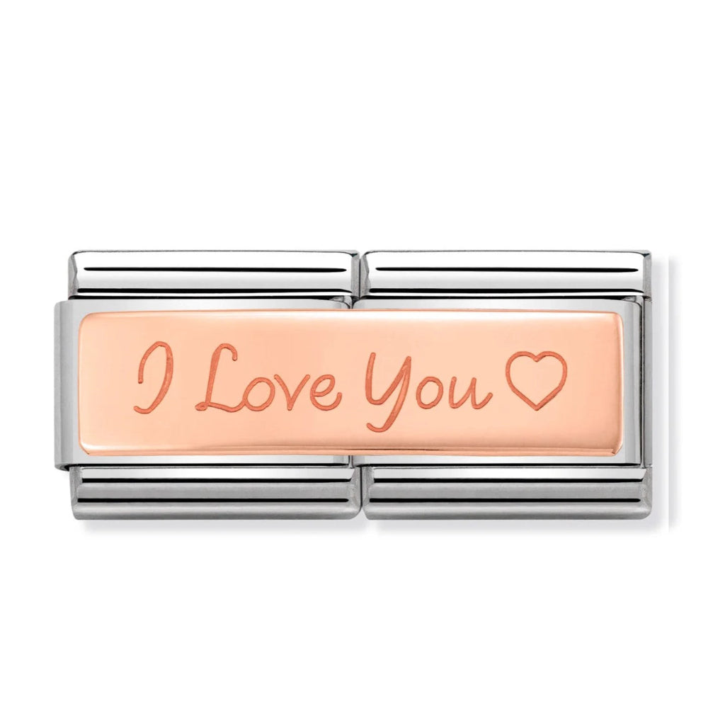 Composable Classic Double Engraved I Love You In Rose Gold Stainless Steel Charm