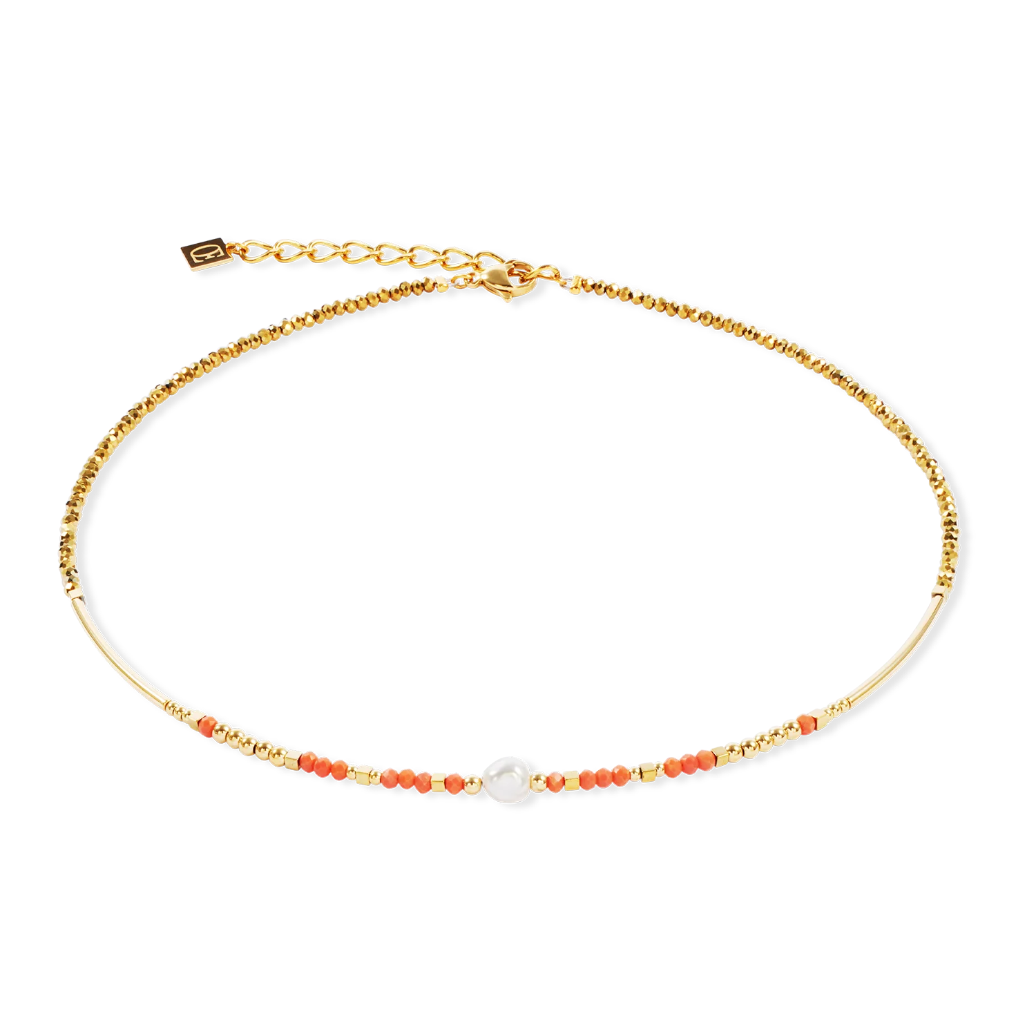 Sunset Pearl Gold-Coral Necklace