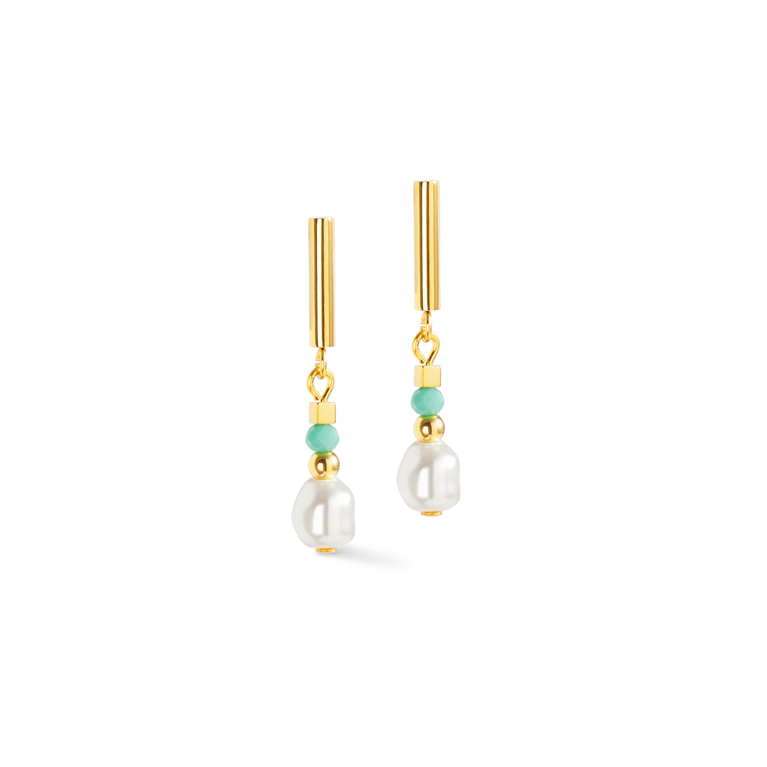 Lagoon Pearl Gold-Mint Earrings