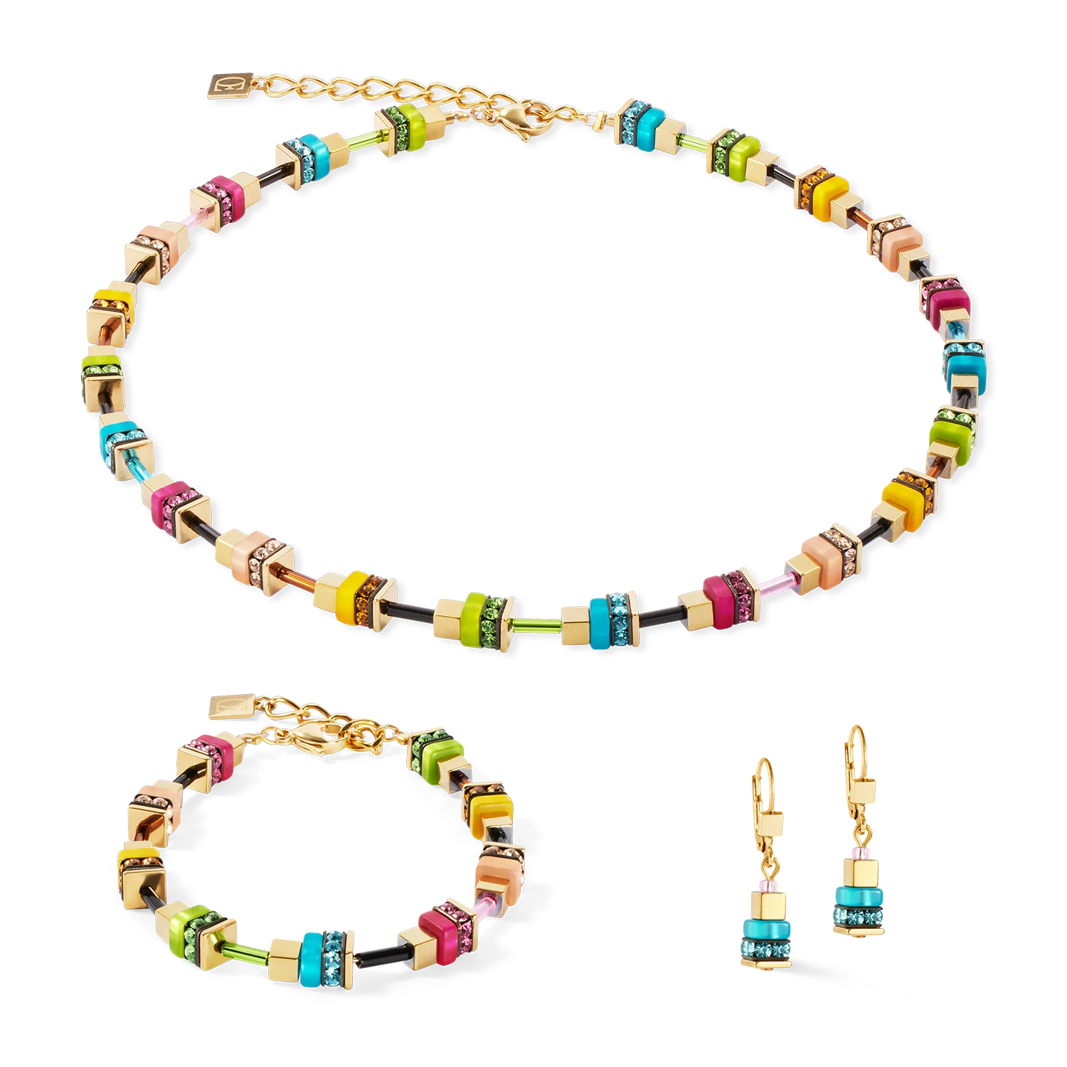 Boho Sunset Cube Rainbow Necklace