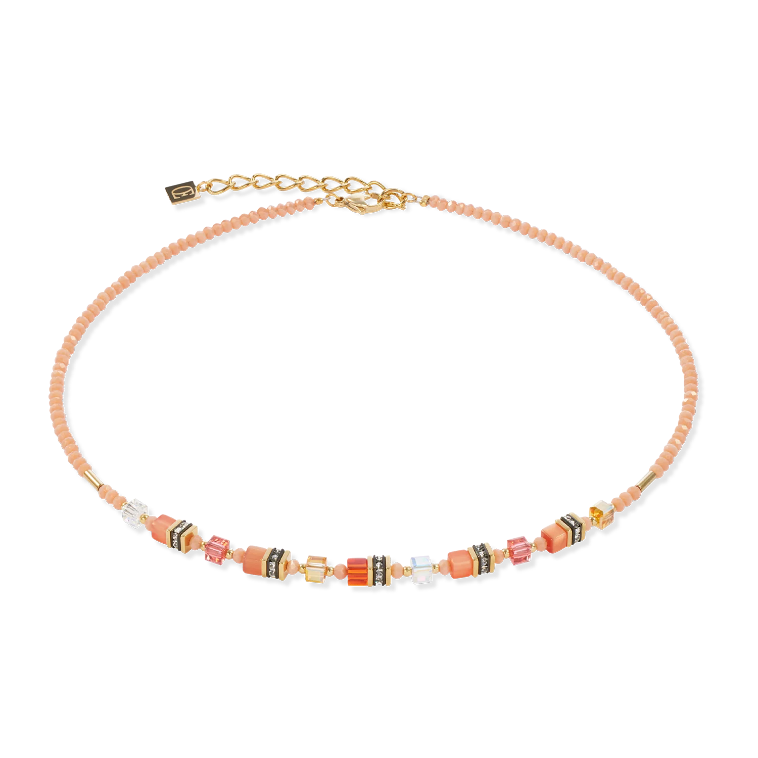 Mini Cubes Orange Necklace