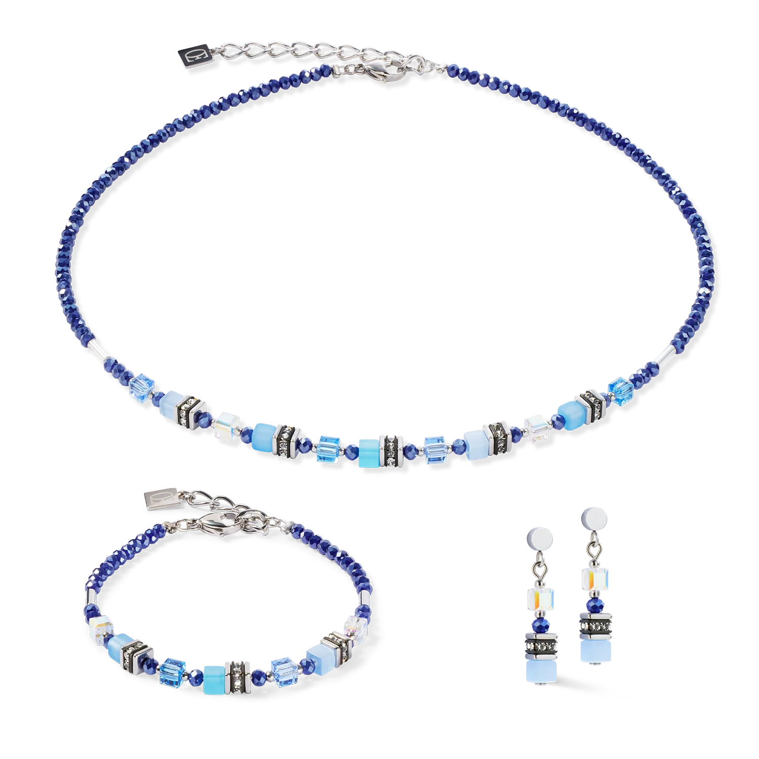 Mini Cubes Blue Necklace