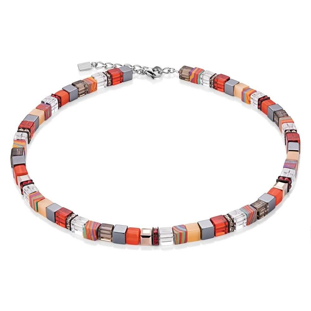 Red-Orange Geo Cube Necklace