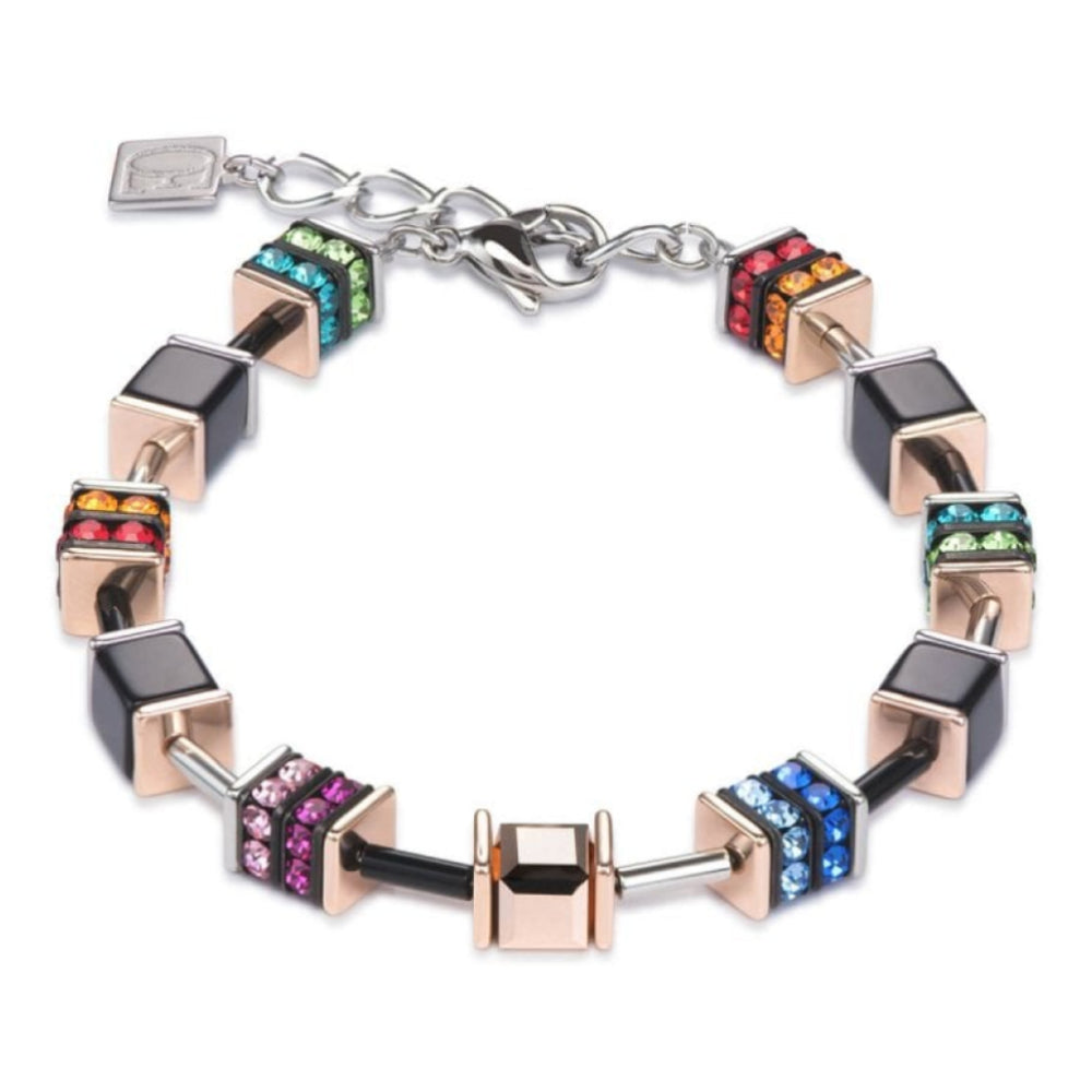Multicolour & Rose Gold Geo Cube Bracelet