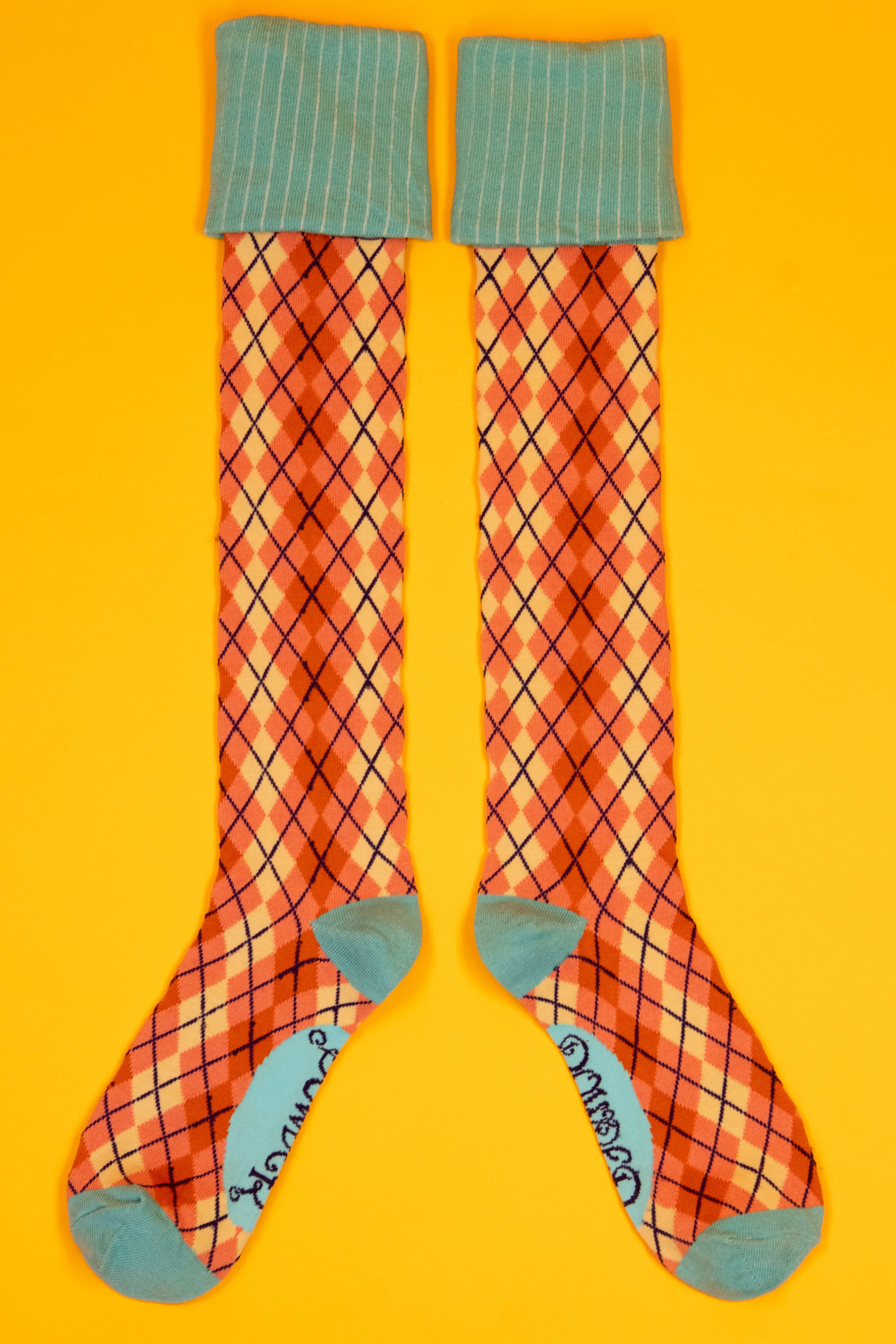 Pink Argyll Boot Socks