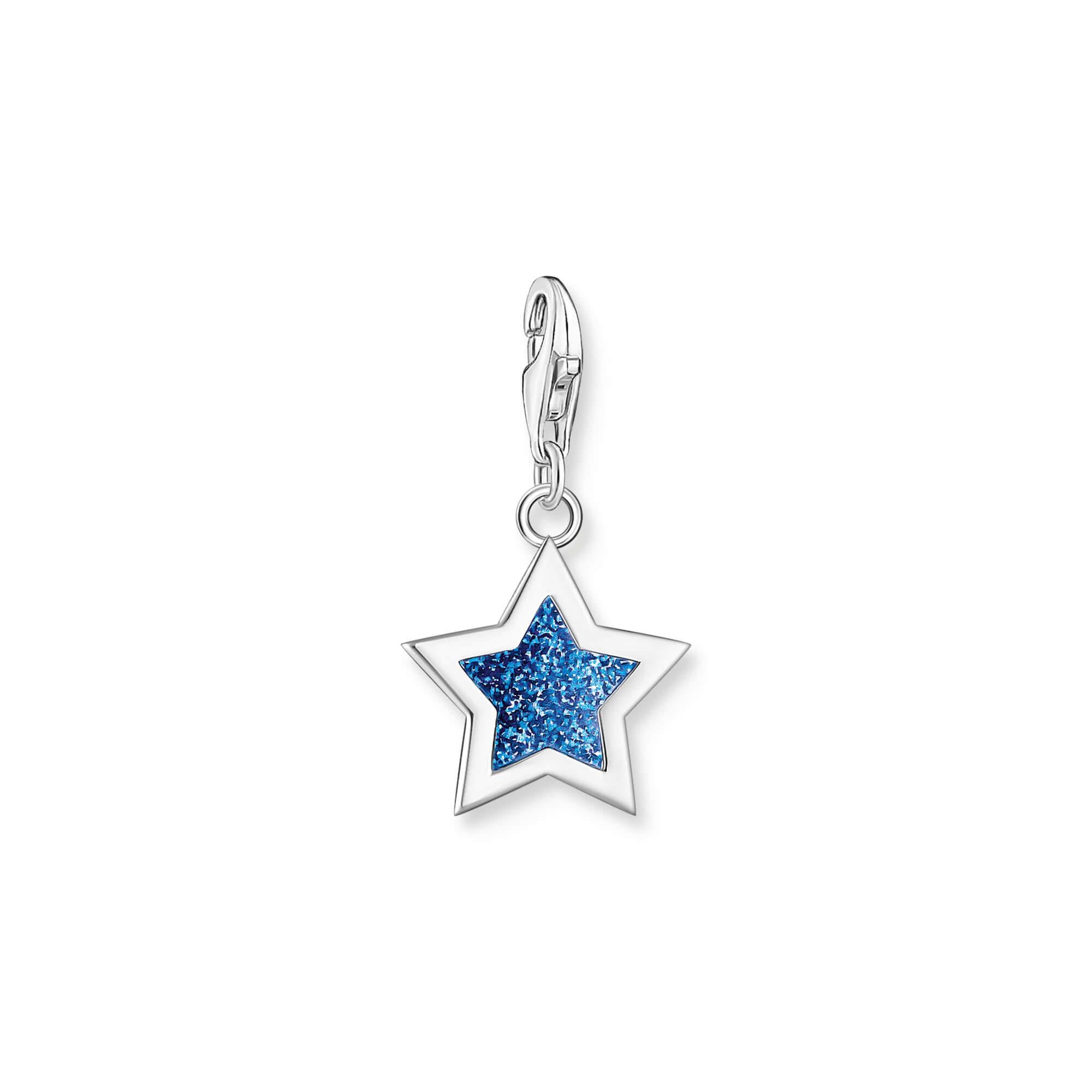 Star With Dark Blue Enamel Charm Pendant