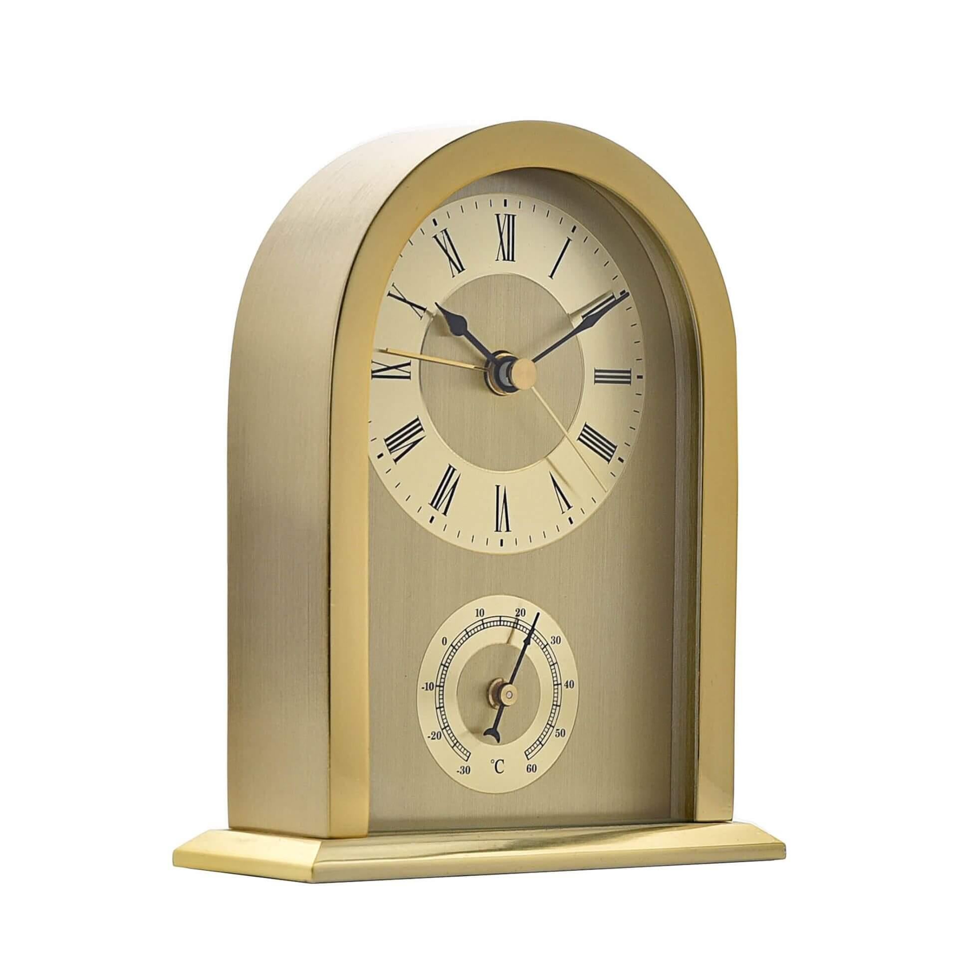 Arched Mantel Clock Gold Aluminium Case