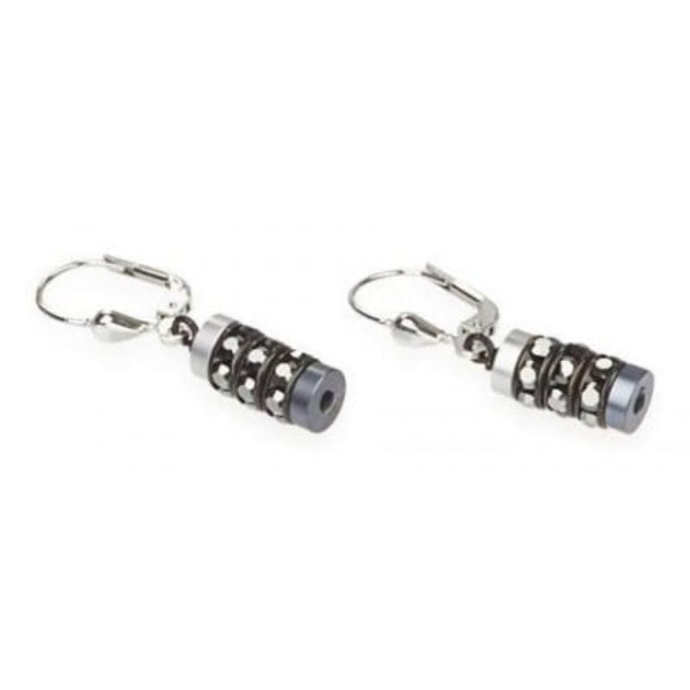 Ladies Black & Grey Diamond-Cut Alluminium Earrings