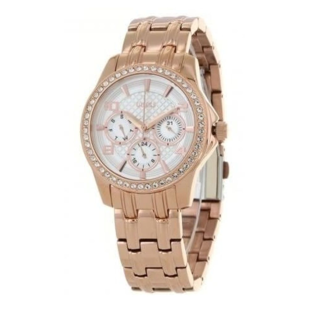 Rose Gold Stainless Steel Crystalised Watch