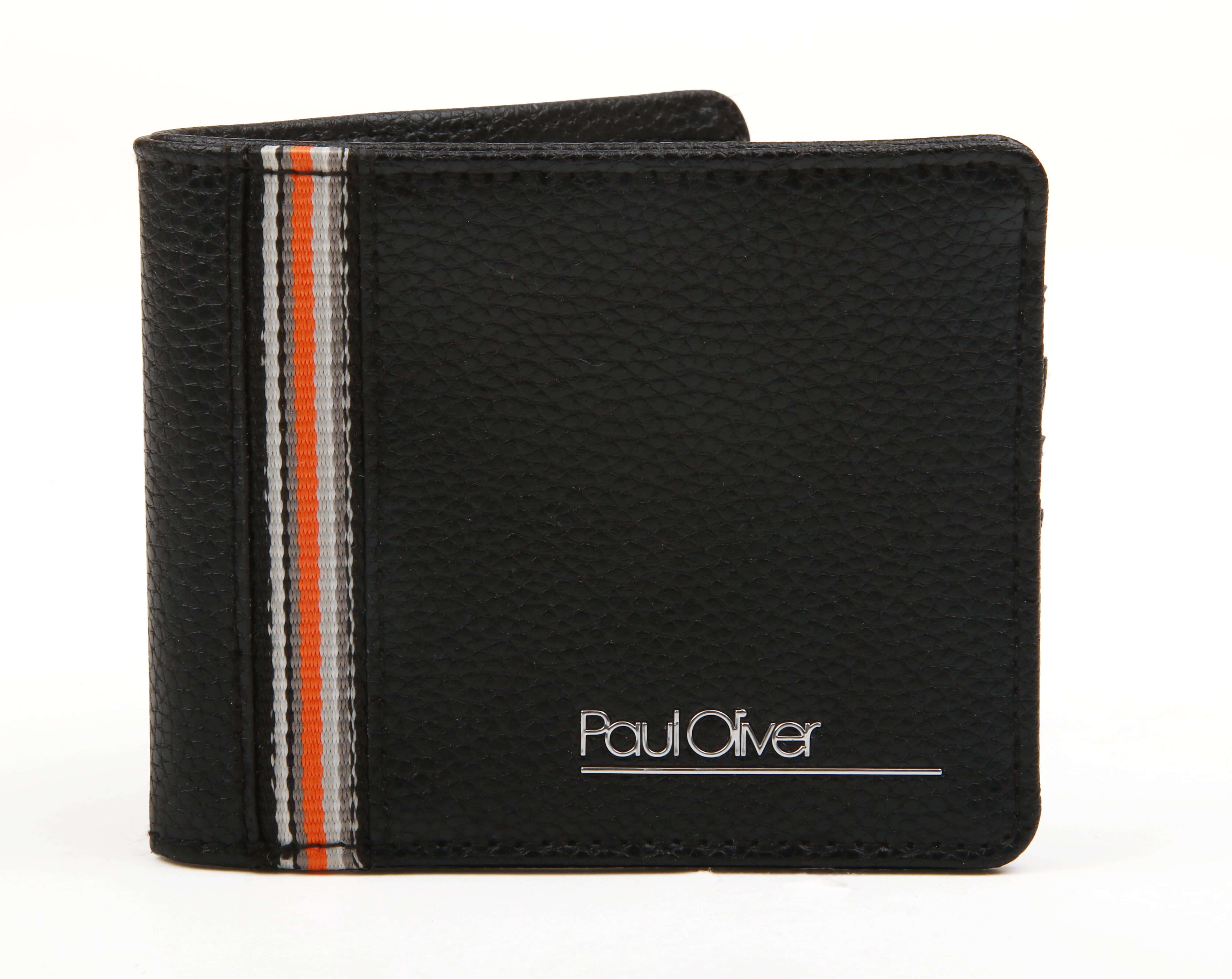 Mens Microfibre Wallet With Orange Black Stripe