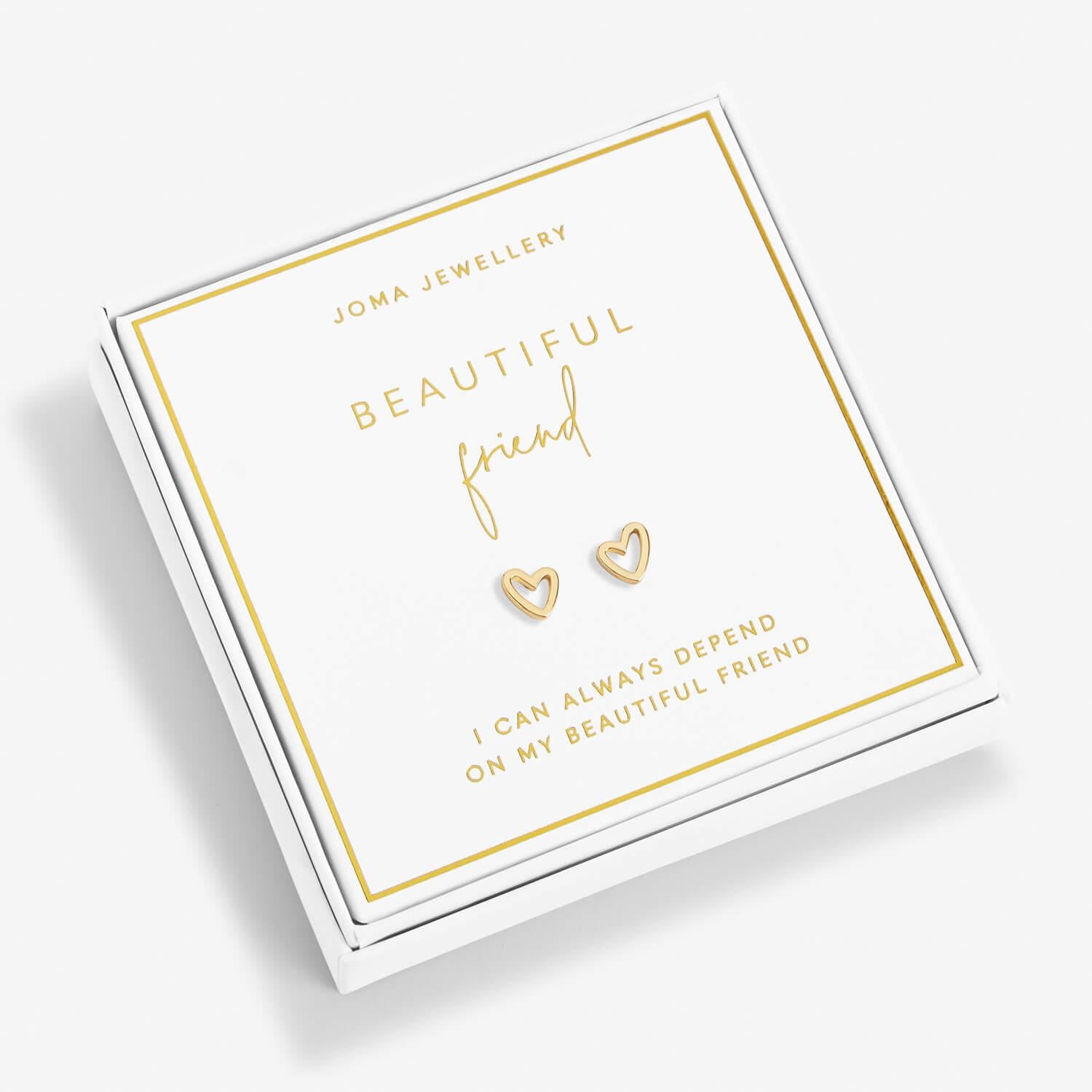 Beautifully Boxed 'Beautiful Friend' Gold Earrings