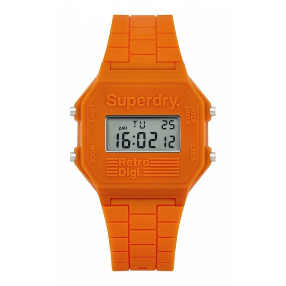 Retro Digi Orange Silicone Strap Watch With Digital Display Dial