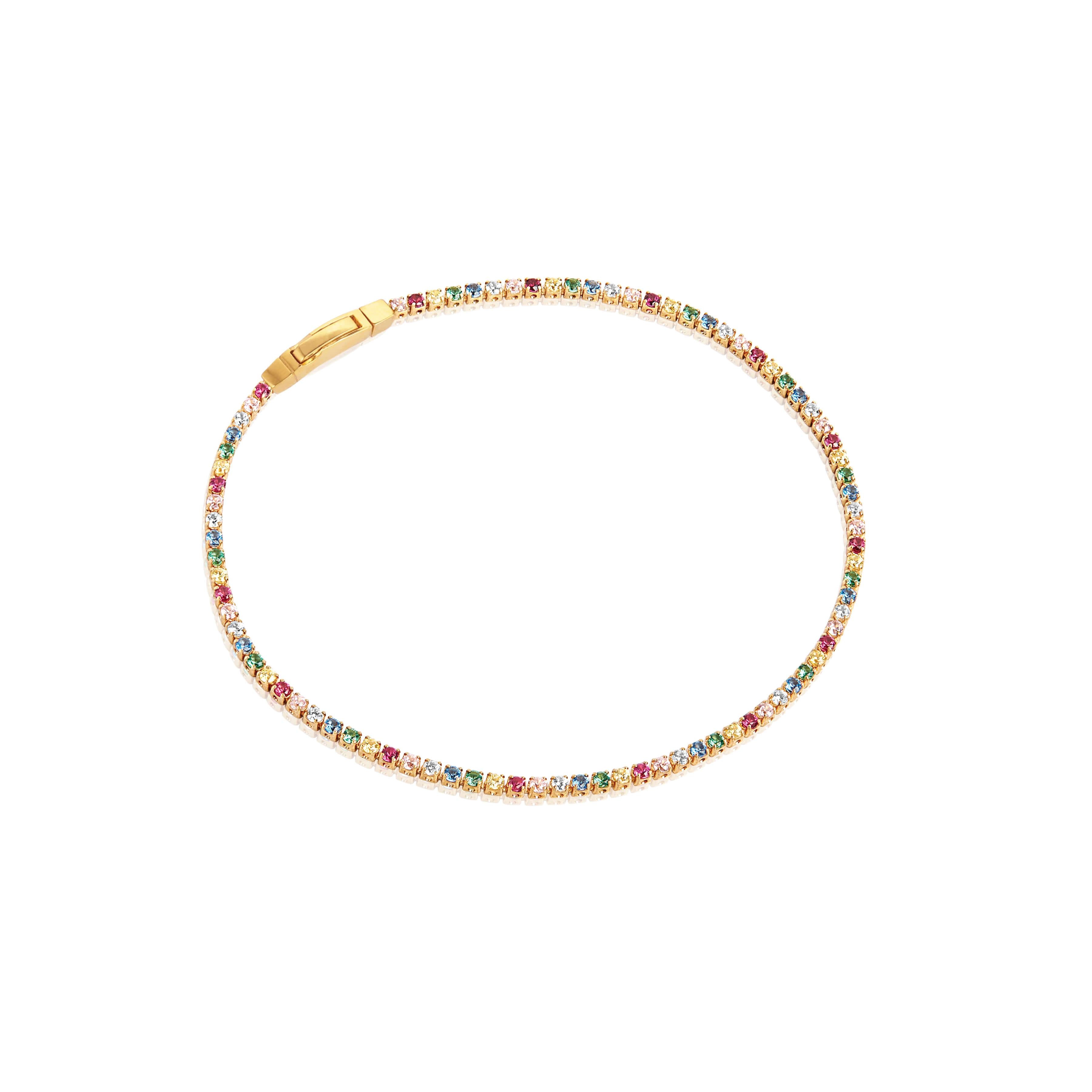 Ellera Bracelet In 18k Gold Plated With Multicoloured Zirconia