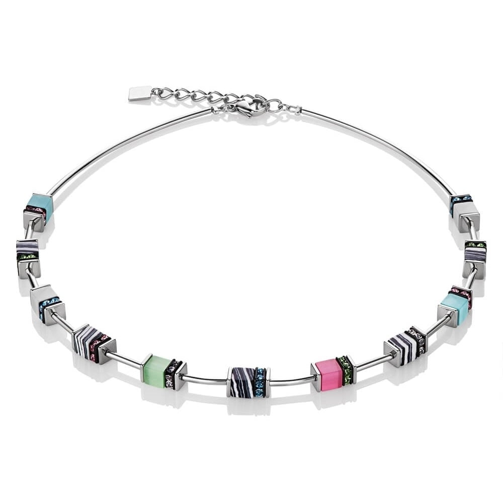 Pastel Multicolour Geo Cube Stainless Steel Necklace