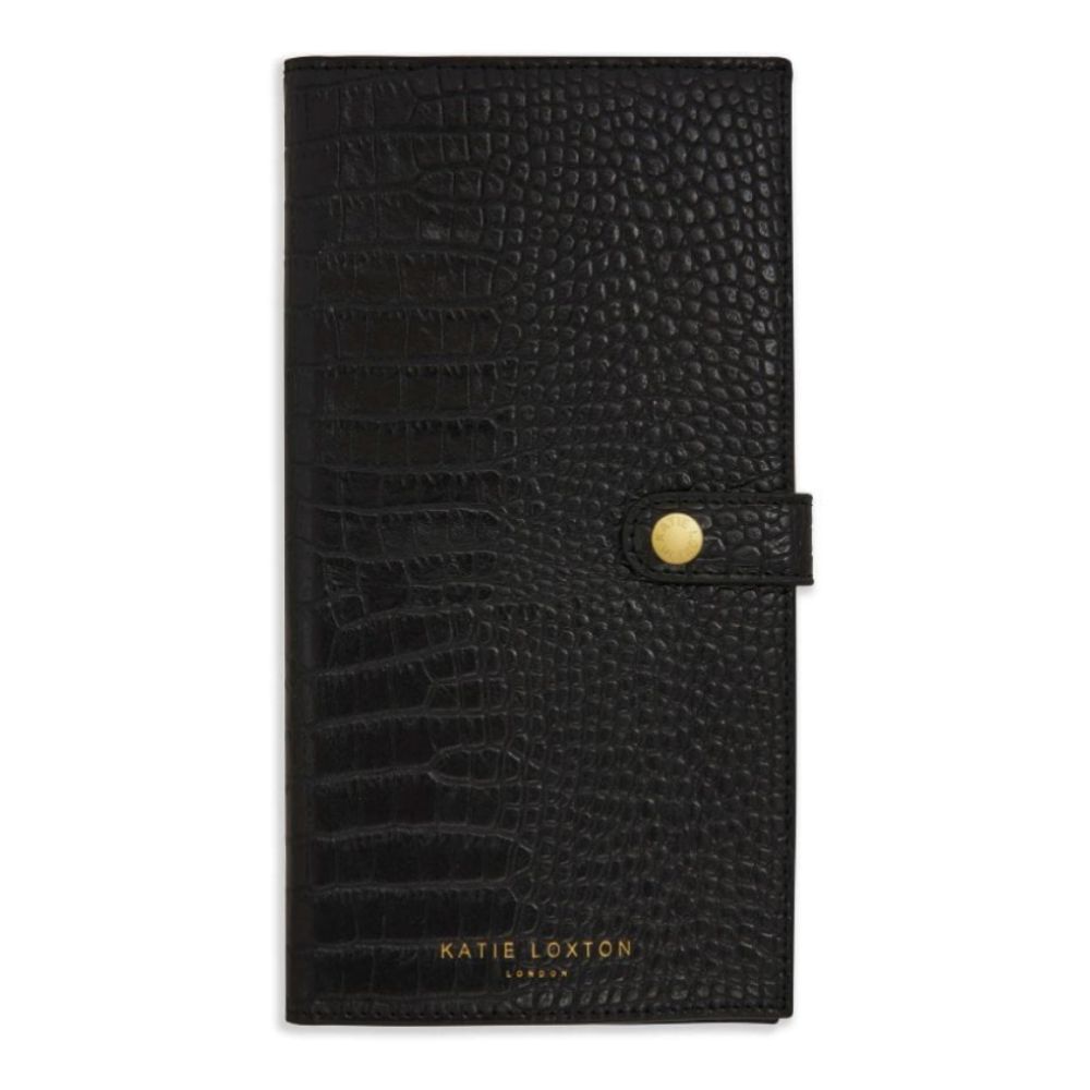 Celine Faux Croc Travel Wallet | Black | 23 X 12cm
