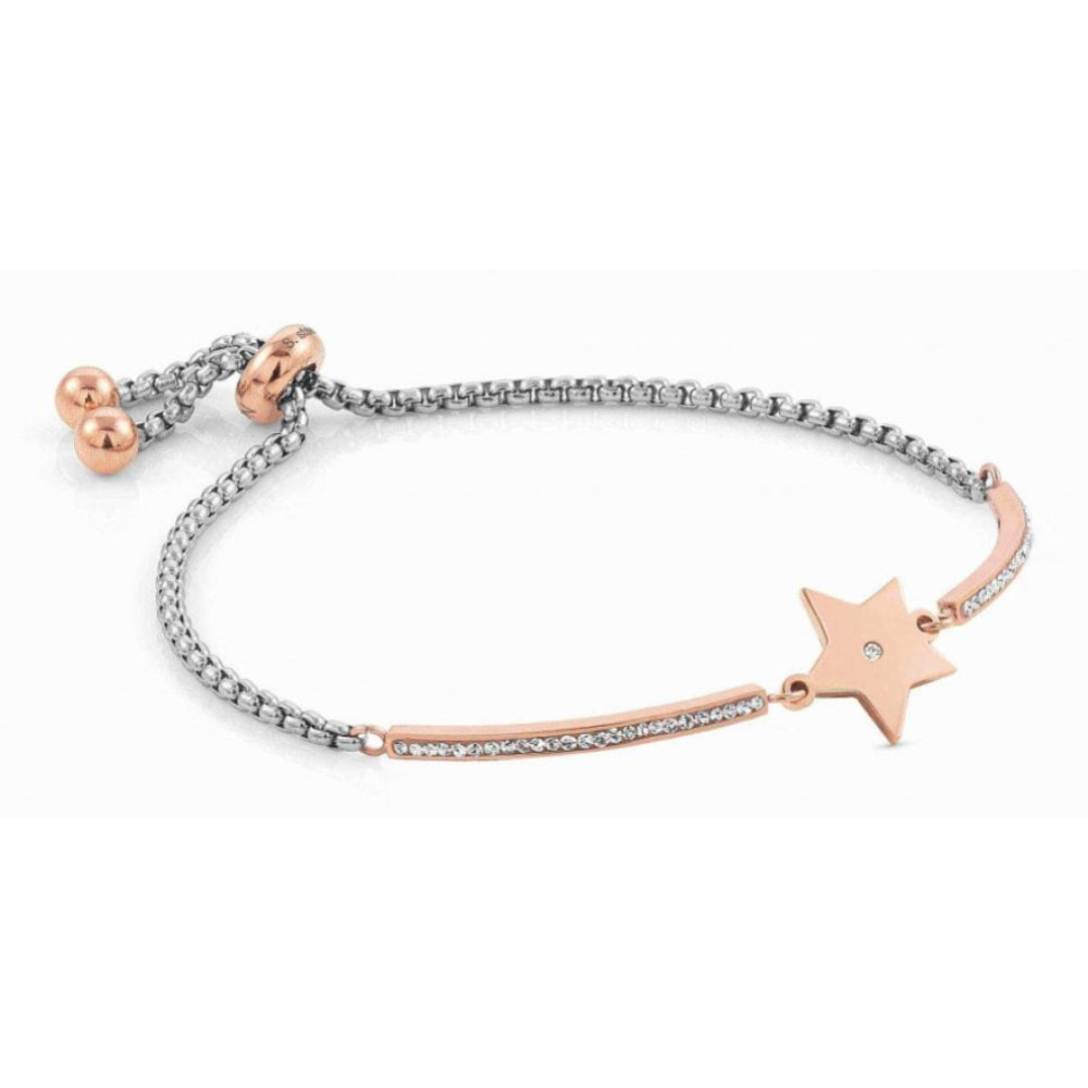 Milleluci Bracelet In Stainless Steel, CZ Stones & Rose Gold Star