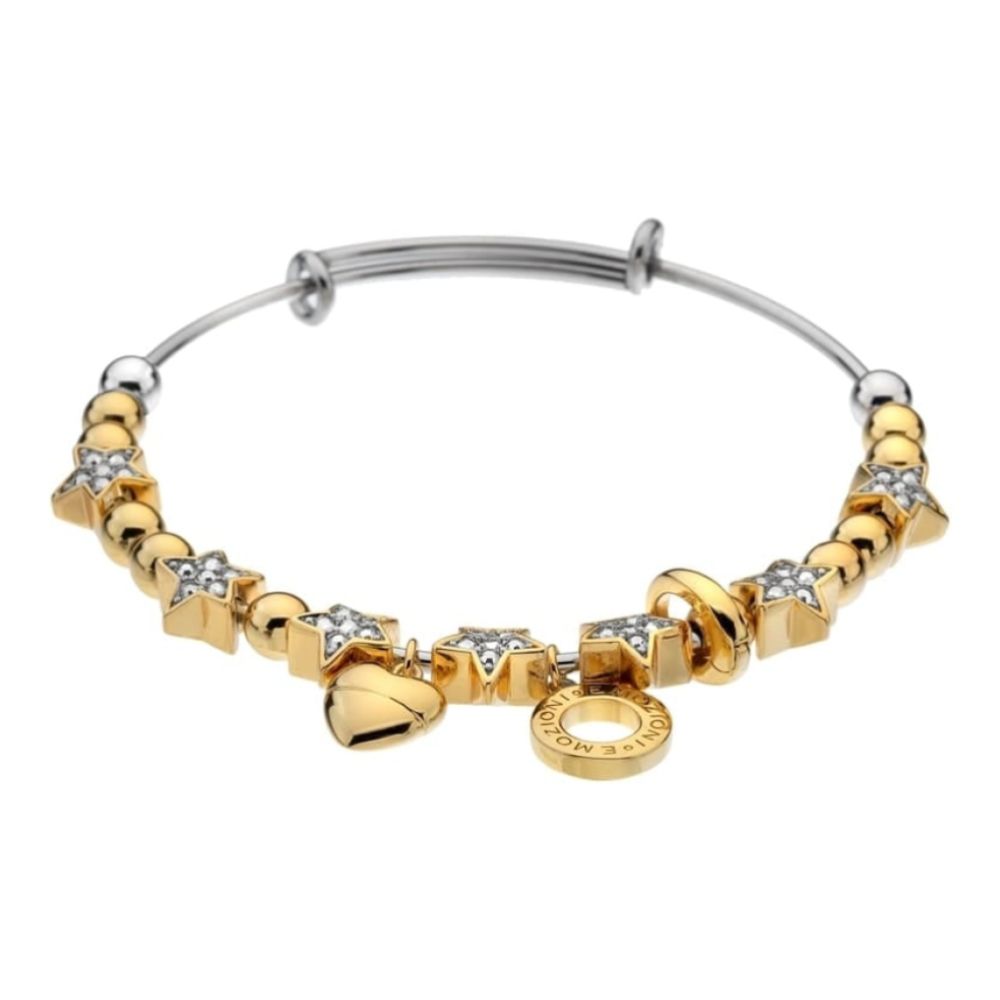 Emozioni Yellow Gold Plate Crystal Star Bangle