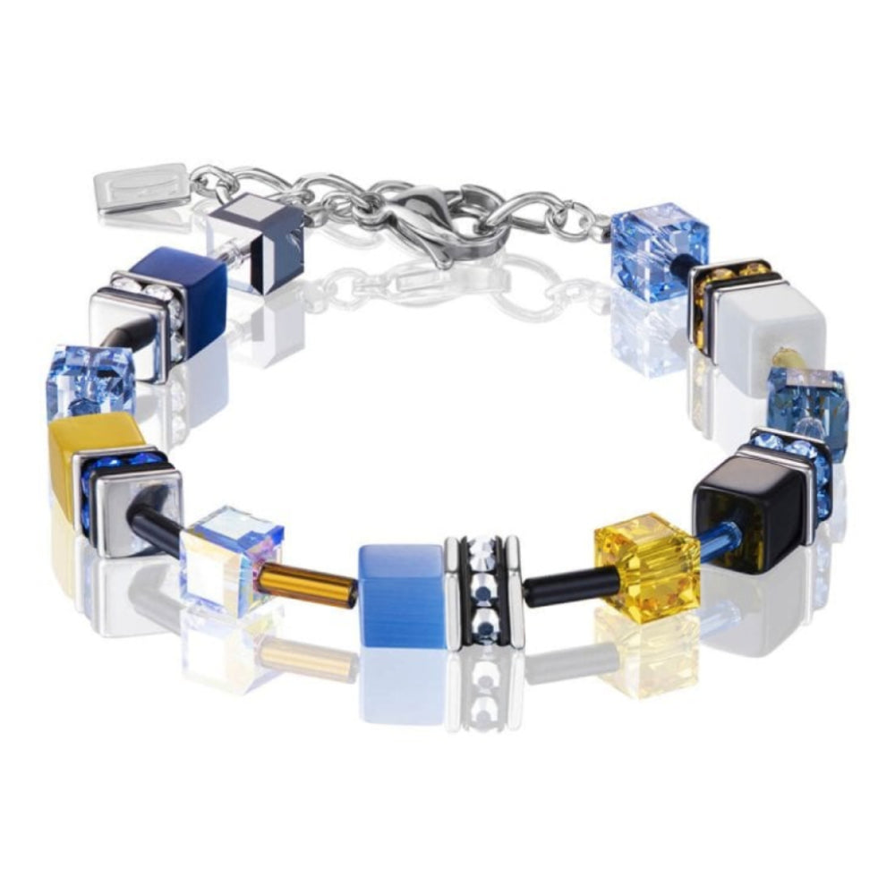Blue, Yellow and Black Geo Cube Bracelet