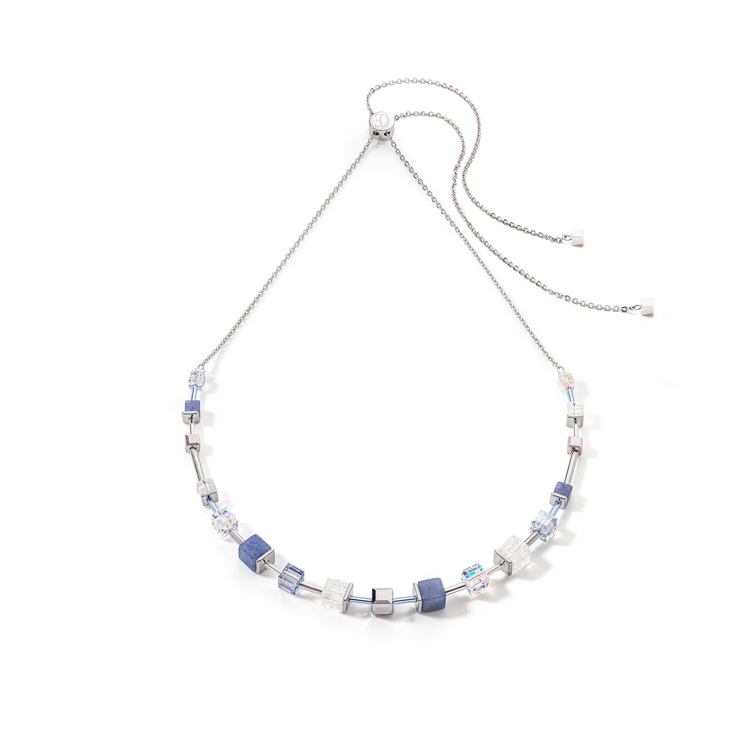 GeoCUBE Precious & Slider Closure Blue Necklace