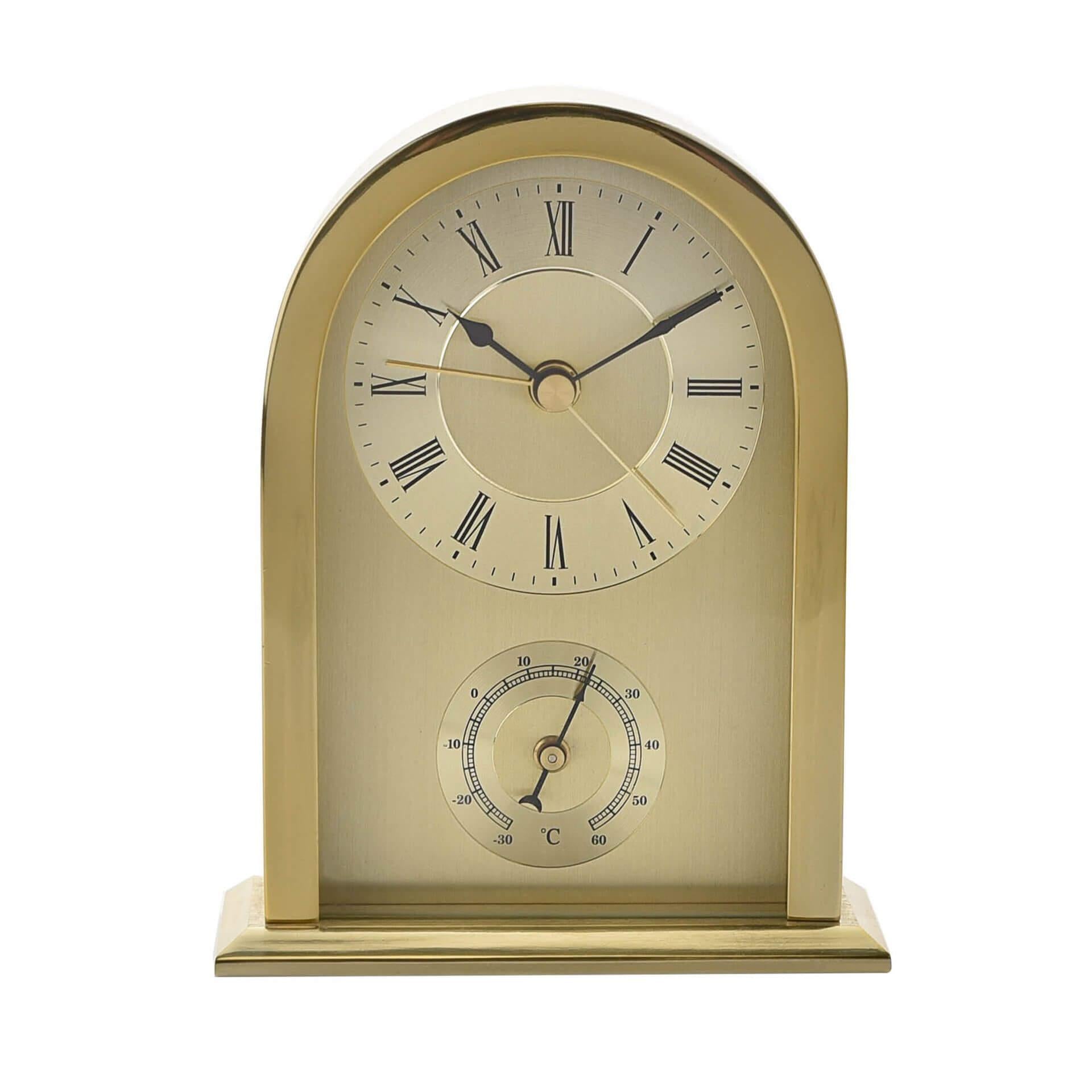 Arched Mantel Clock Gold Aluminium Case