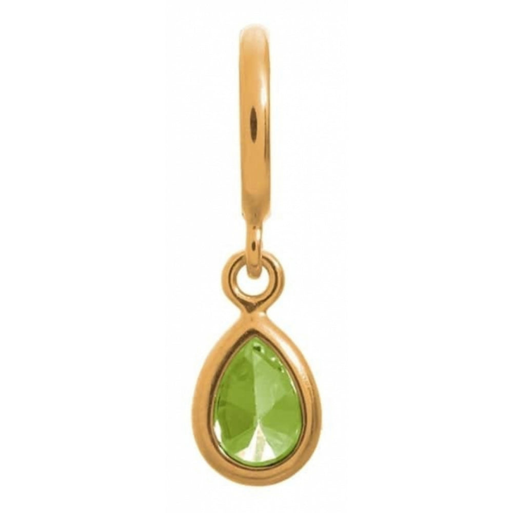 Green Pear Drop CZ Gold Plated Charm