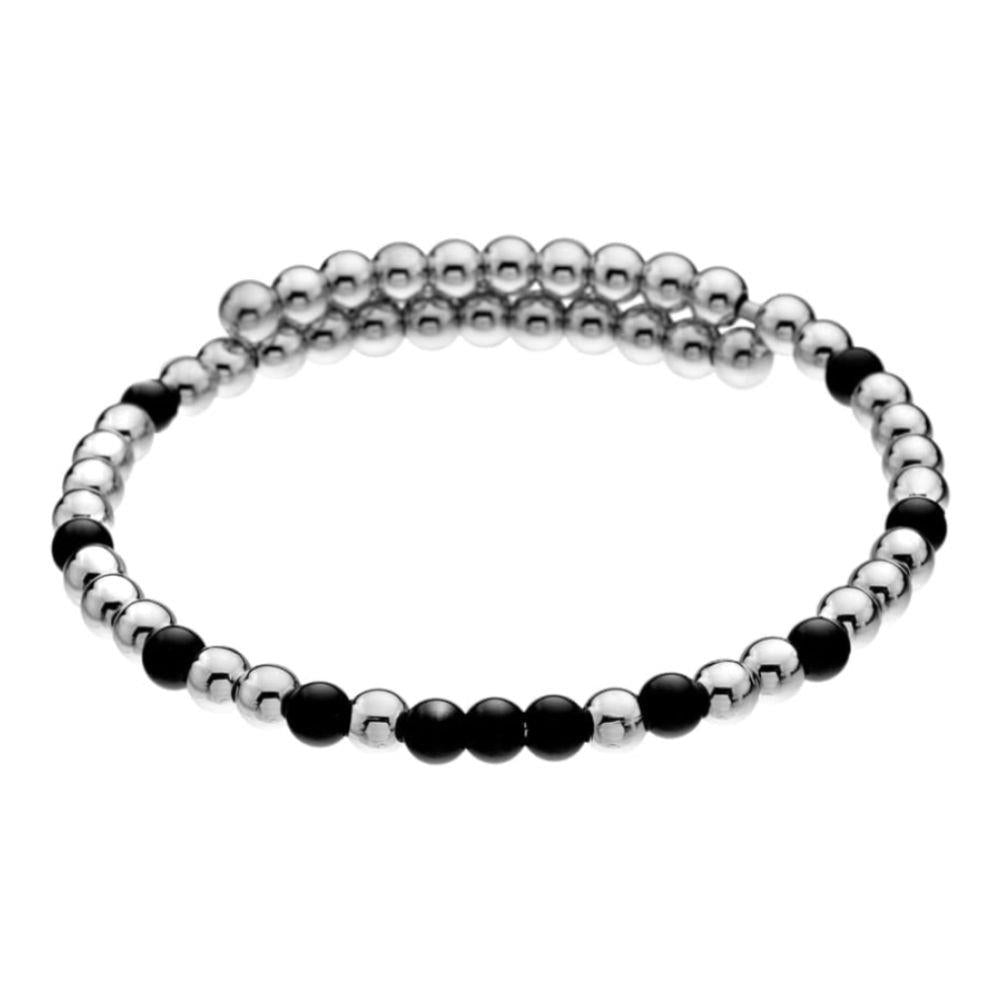 Emozioni Silver Plate Wrap Bangle - Black