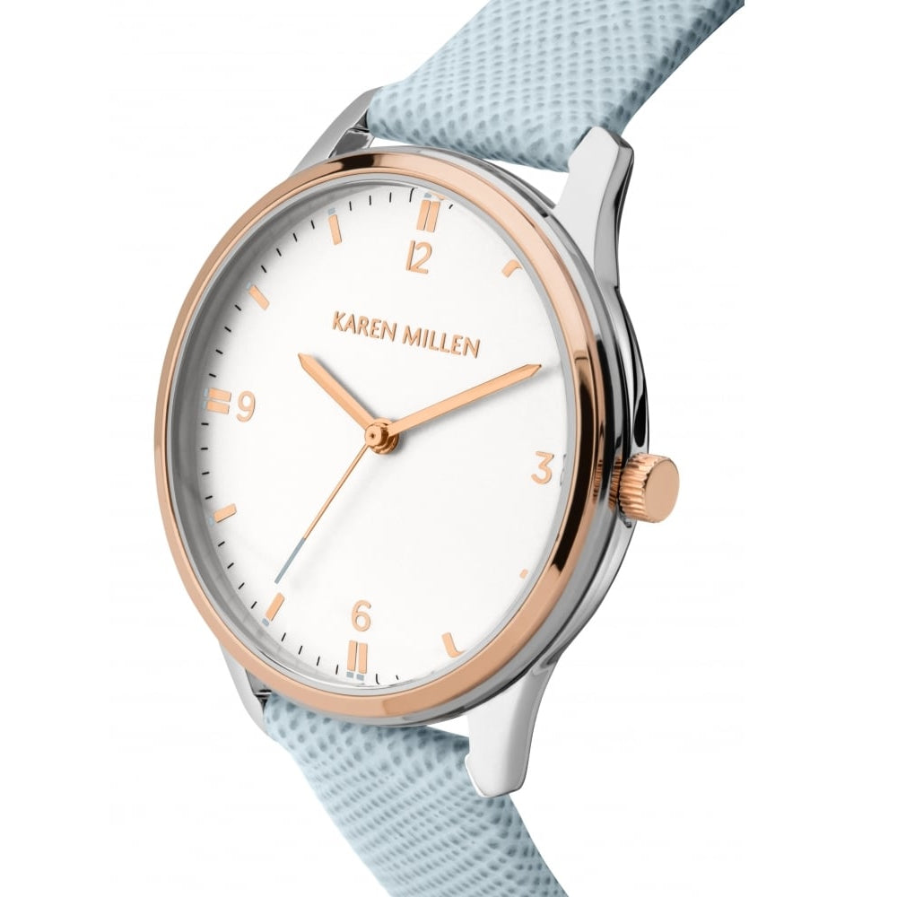 Blue Strap Watch With Satin White Dial