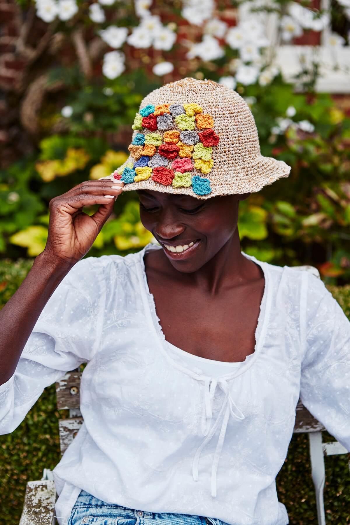 Hemp/Cotton Hat Applique Flowers