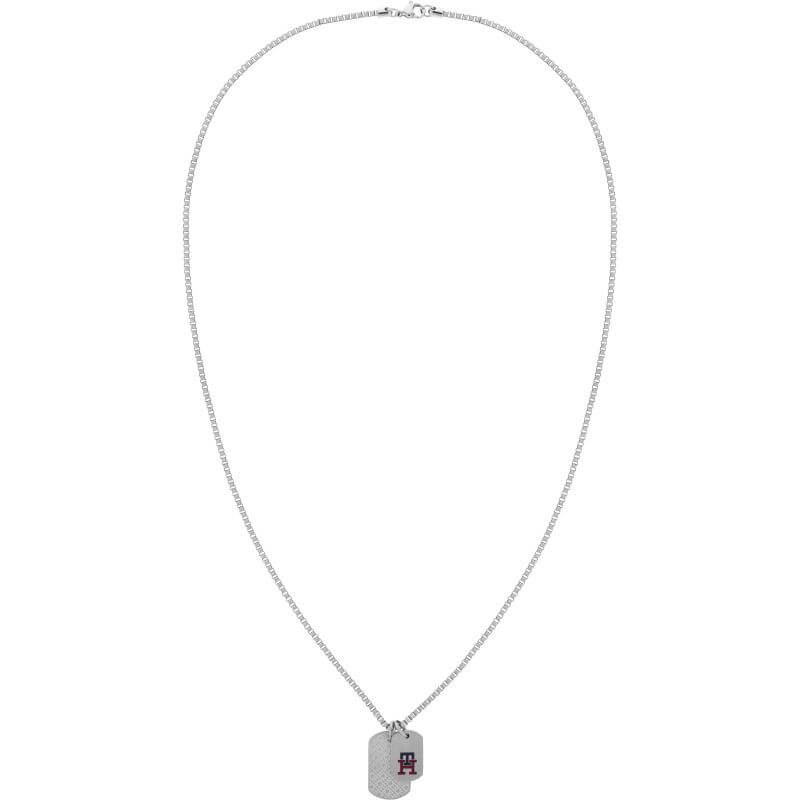 TH Monogram Dual Dog Tag SS Gents Necklace