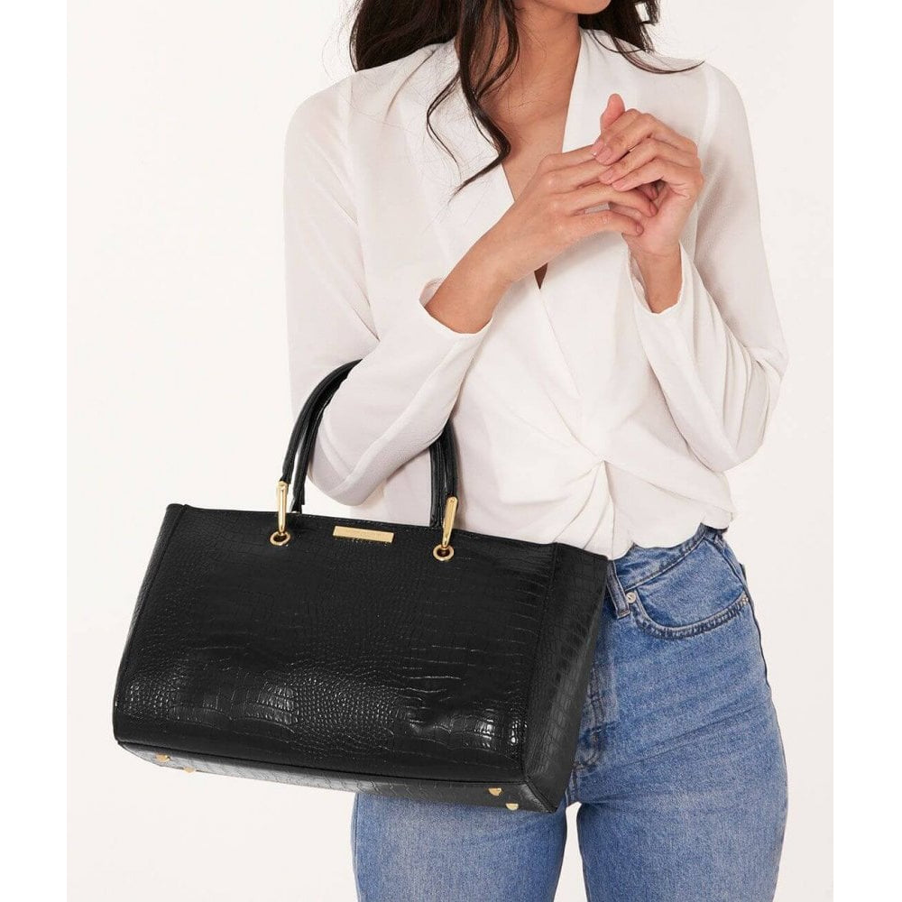 Celine Faux Croc Handbag | Black | 20 X 33 X 18 Cm