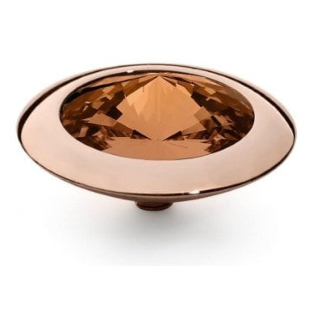 Famosa Rose Gold 16mm Tondo Ring Top Smoked Topaz