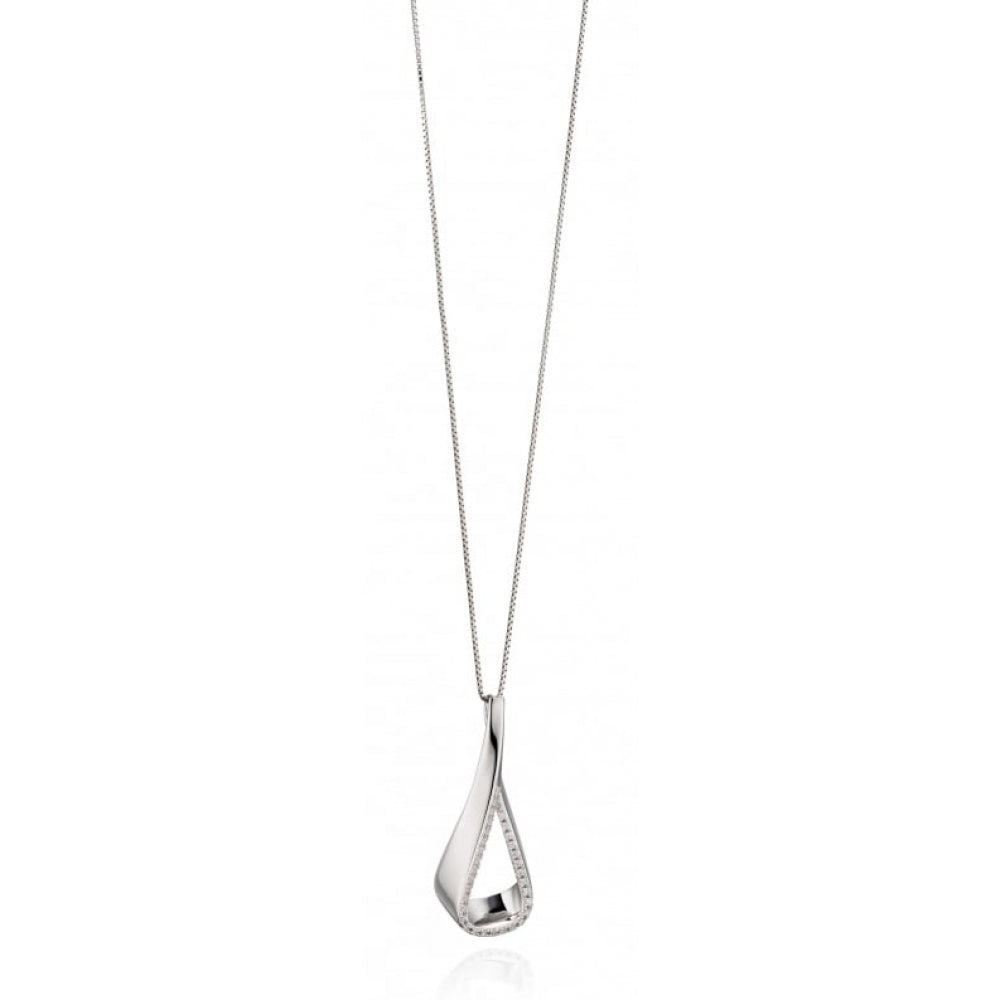 CZ Ribbon Teardrop Pendant