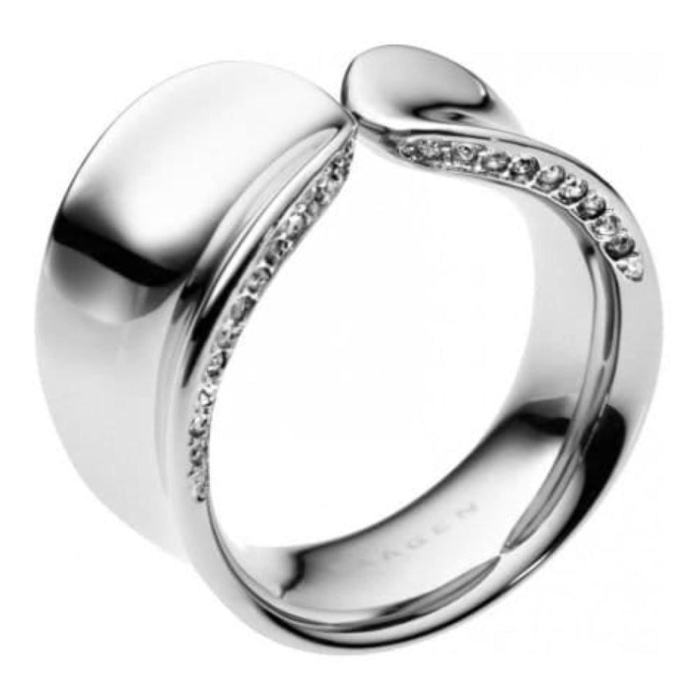 Ladies Steel Crystalised Ring Sized P