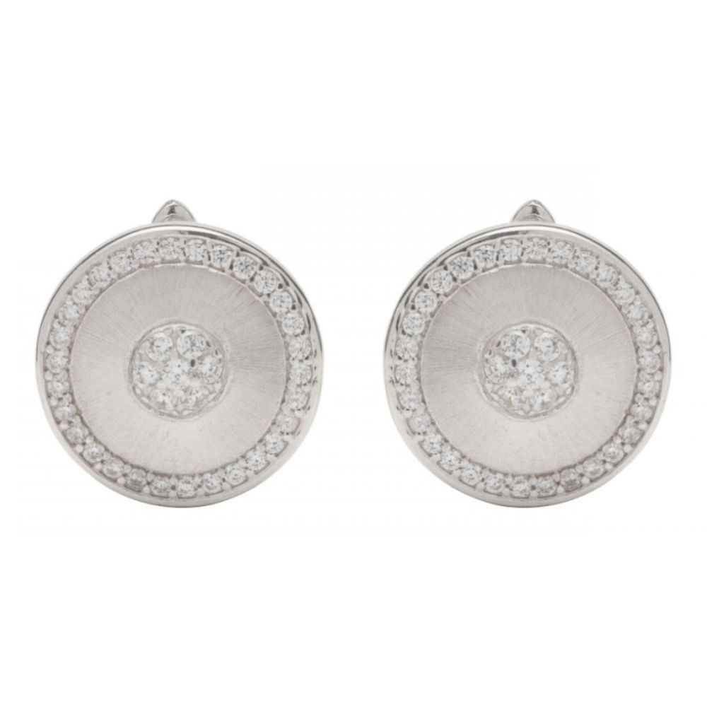 Sterling Silver 925 Circle Earrings With CZ