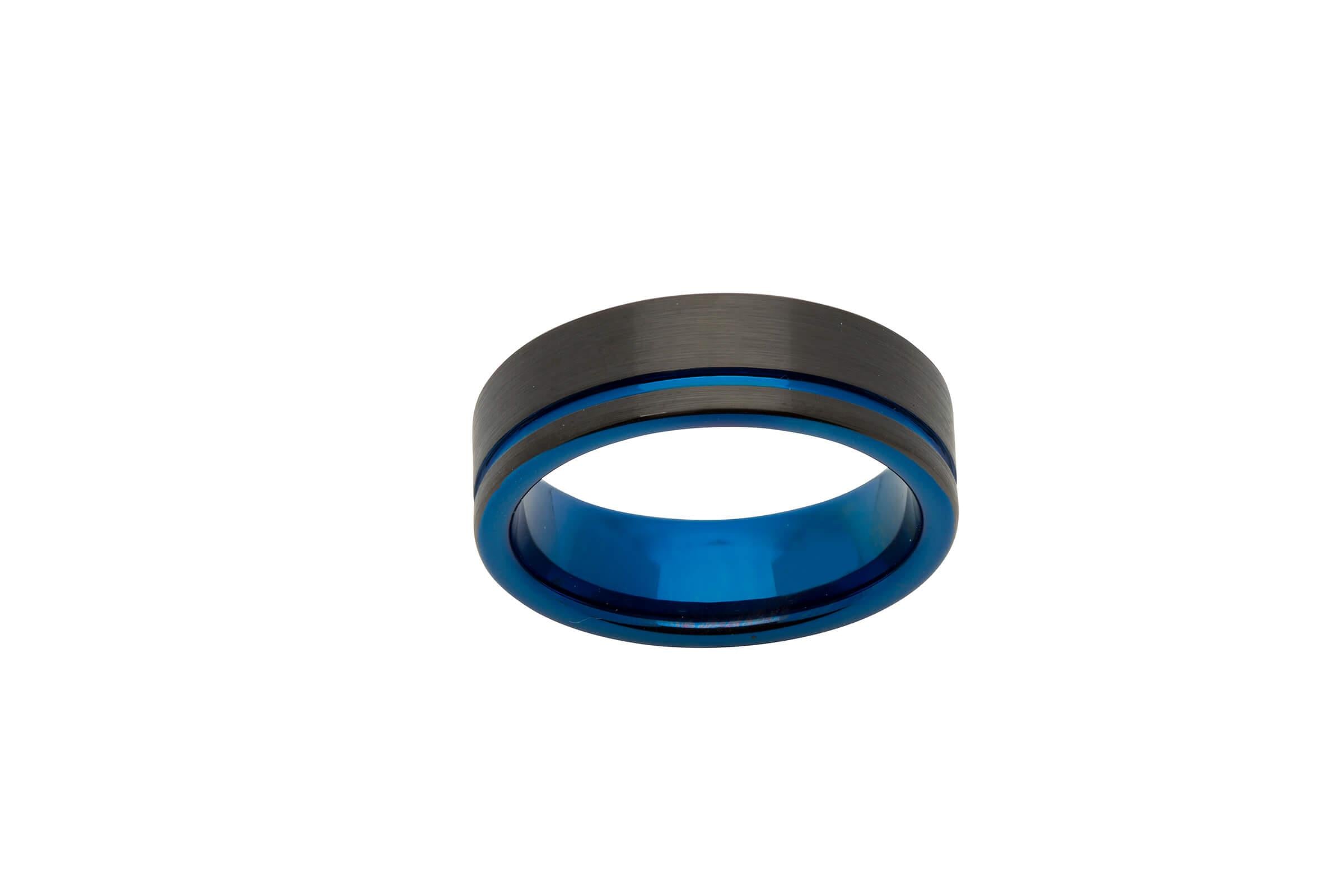 Blue/Black IP 7mm Tungsten Carbide Ring