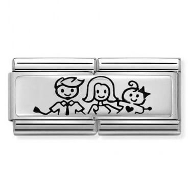 Composable Classic Double Engraved Family with Baby Girl Link