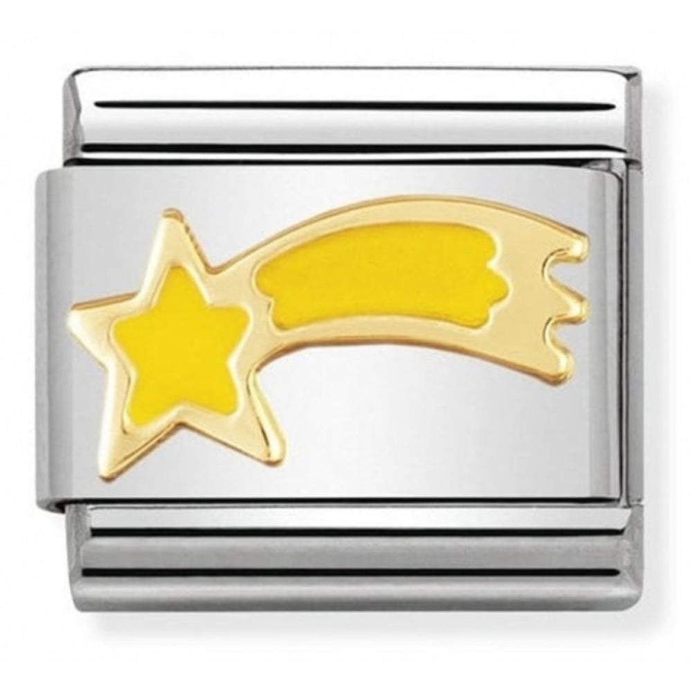Classic Yellow Shooting Star In Stainless Steel With Enamel & 18k Gold Charm