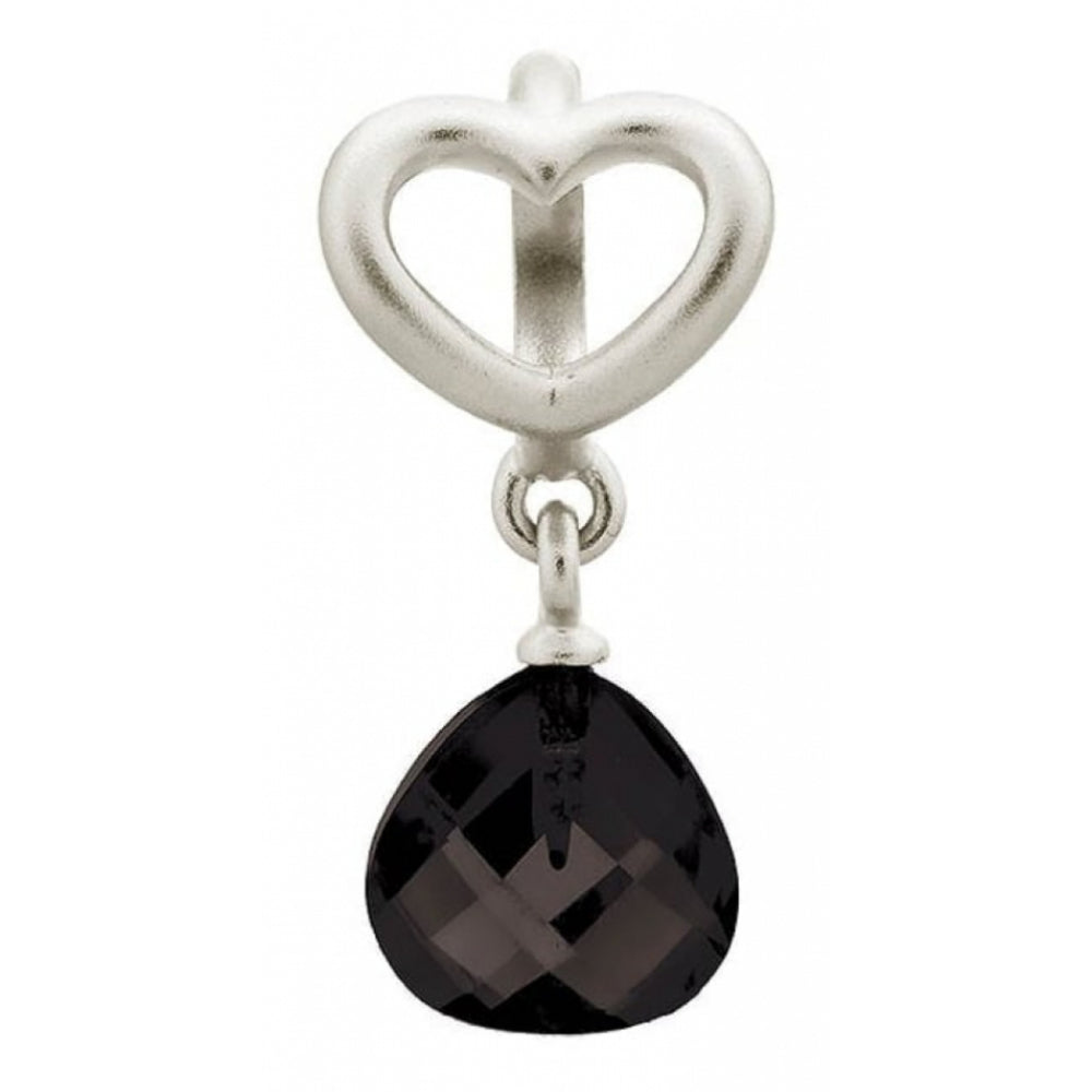 Heart Grip Black Drop Sterling Silver Charm