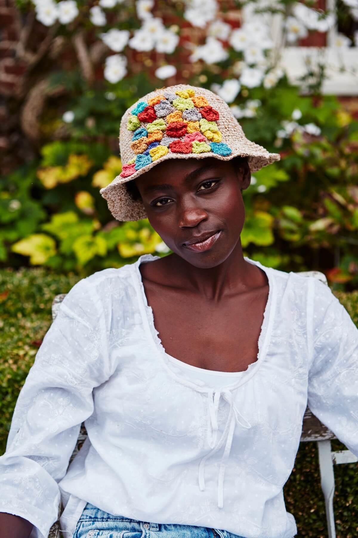 Hemp/Cotton Hat Applique Flowers