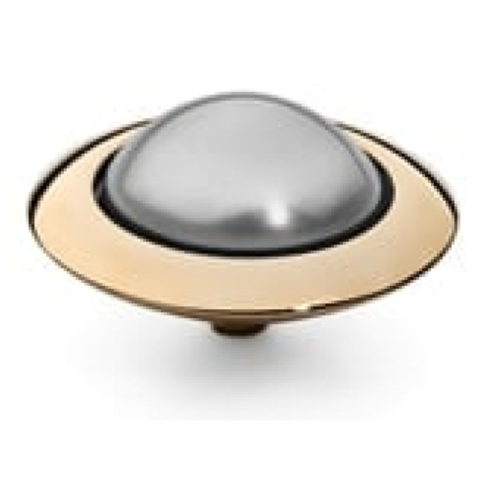 Famosa Tondo 16mm Light Grey Pearl In Gold Plated Ring Top
