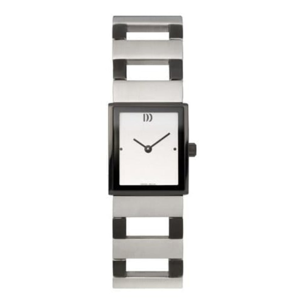 Ladies Black & Silver Coloured Stainless Steel Bracelet Strap Watch