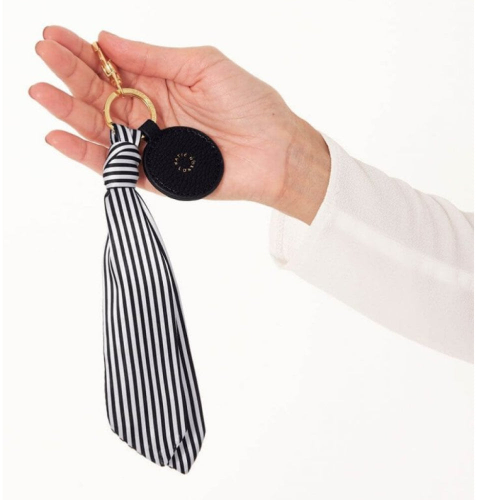 Carrie Scarf Keyring Bag Charm | Black Stripe | 25 X 3cm