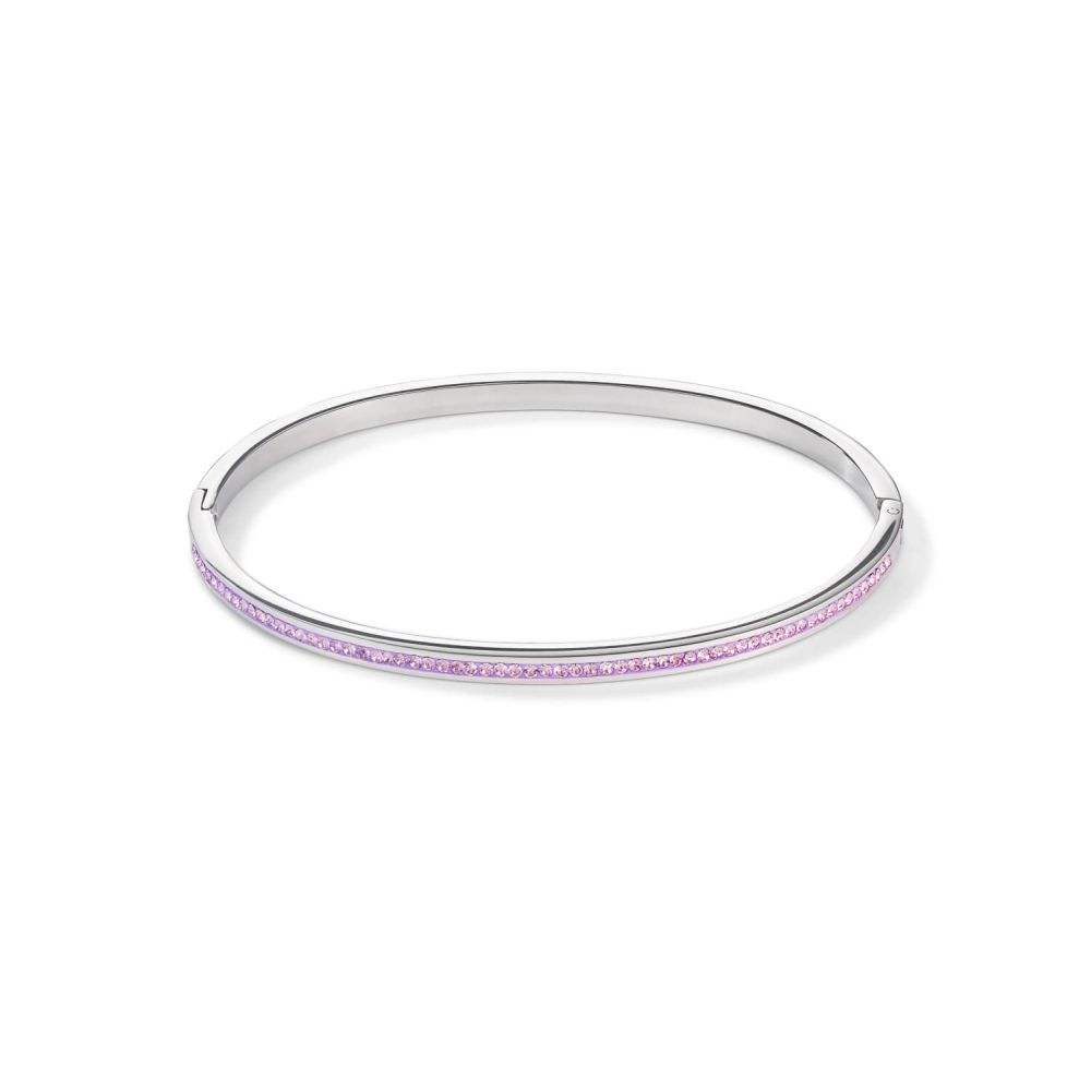 Crystals Pave Light Amethyst Silver Slim Bangle