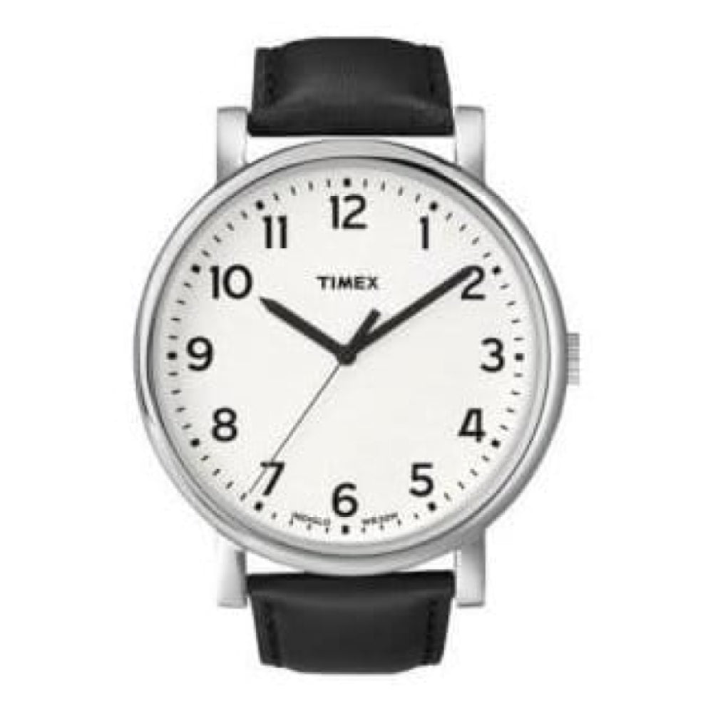 Easy Reader Large Dial Black Leather Wrist Watch