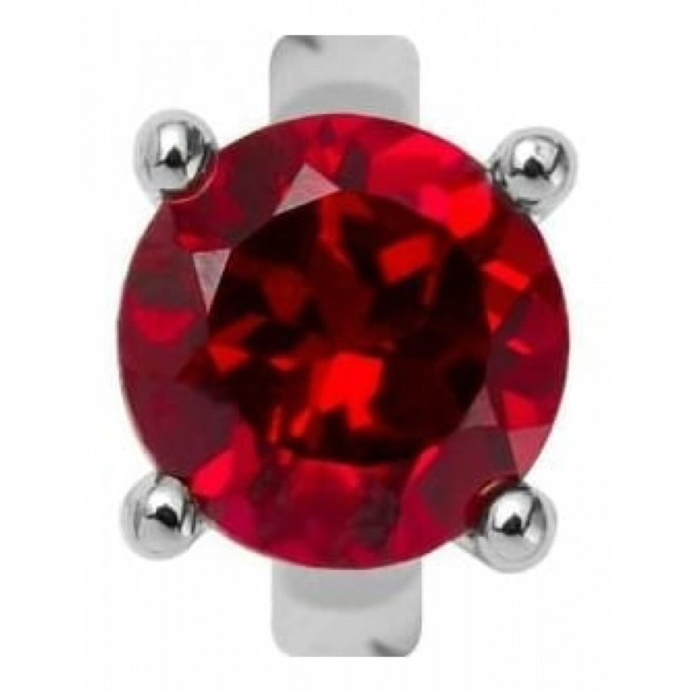 Red Round Crystal Sterling Silver Charm